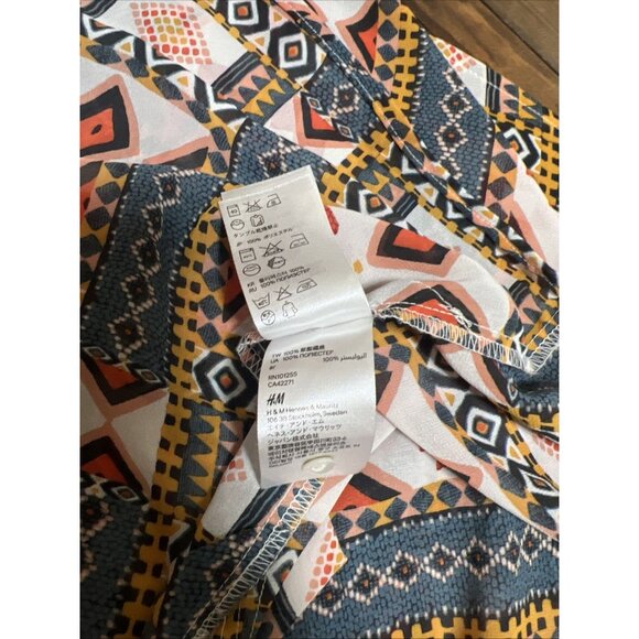 H&M Tribal Geometric Sleeveless Blouse Button Down Size 14 Lightweight Top Women - Picture 6 of 6